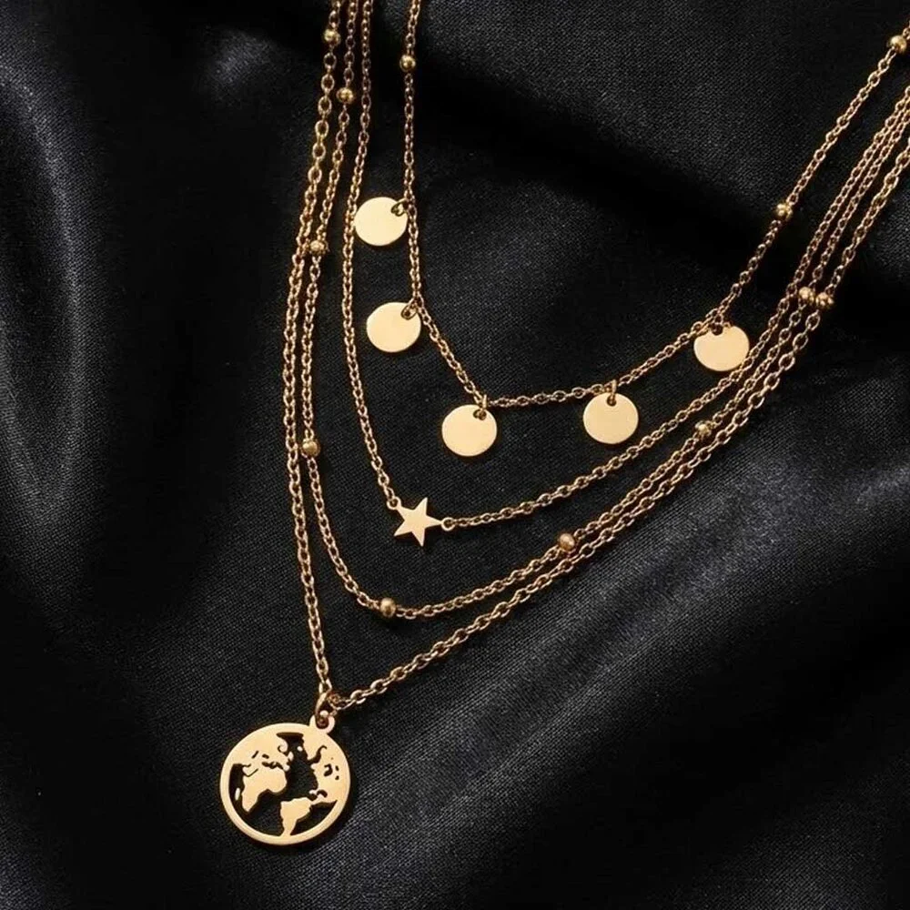 Ladies Layered World Necklace - Picture 2 of 3